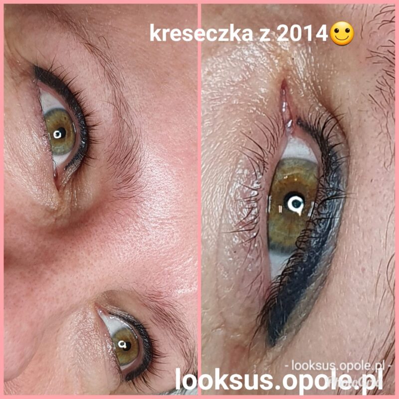Makijaż permanentny kresek, efekt zabiegu w gabinecie Looksus w Opolu