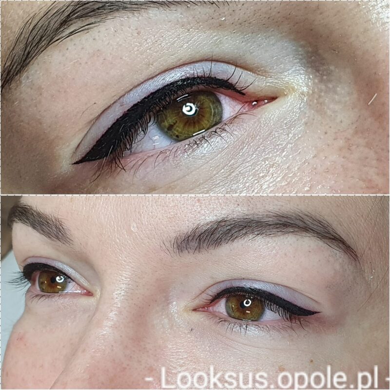 Makijaż permanentny kresek, efekt zabiegu w gabinecie Looksus w Opolu
