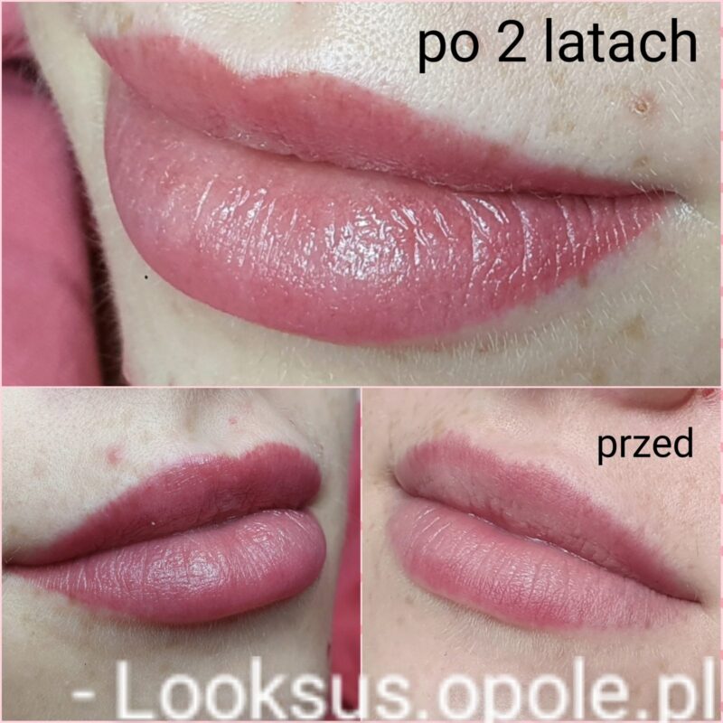 Makijaż permanentny ust, efekt zabiegu w gabinecie Looksus w Opolu